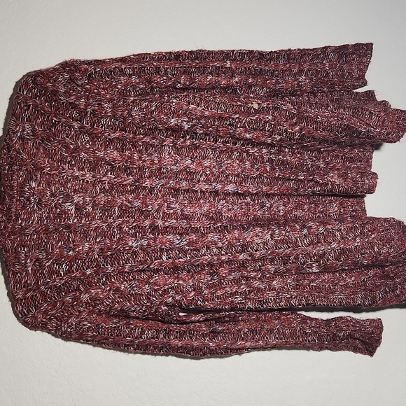 Forever21 Cardigan Sweater Medium Cable Knit Brick Red Black White Y2K - Picture 4 of 8